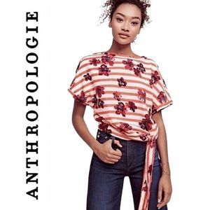 NWOT Anthropologie Postmark Floral Striped Top